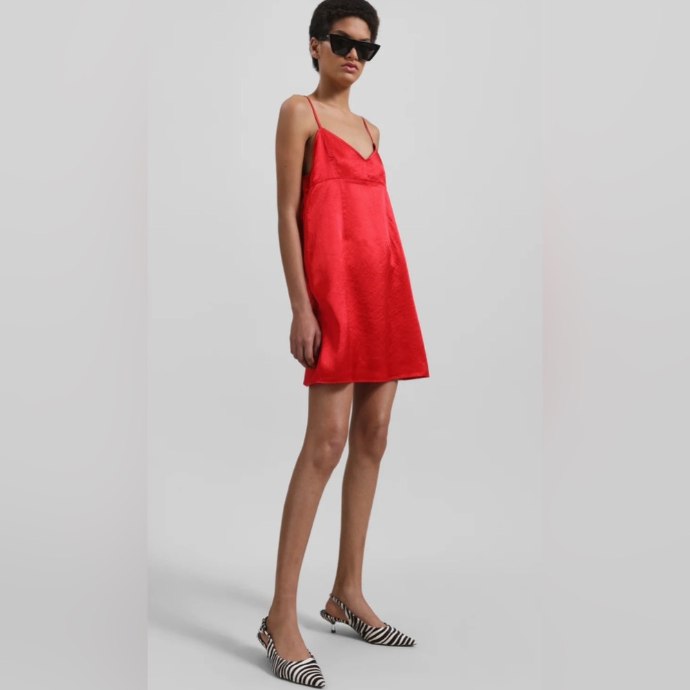 The Frankie Shop Elma Red Satin Dress Sz. S